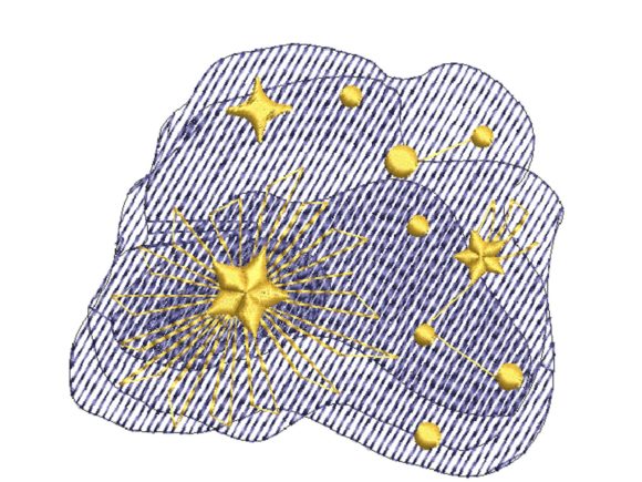 Moon and Stars Embroidery Design