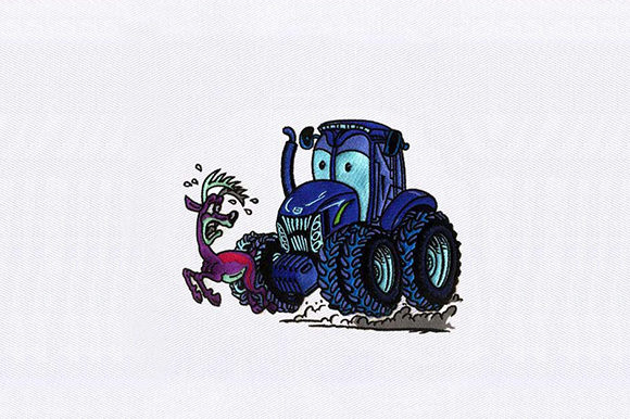 Tractor and Deer Embroidery